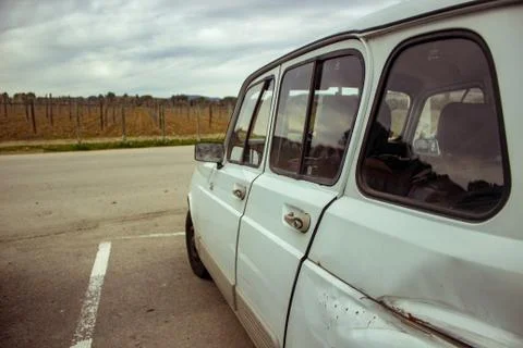 Old car and  fields Stock Photos