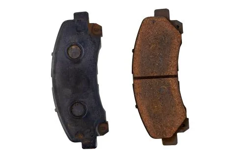Old car break pad with rust and dust isolated on white background. Save with  Stock Photos