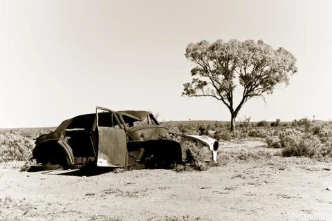 Old car in the desert Stock Photos