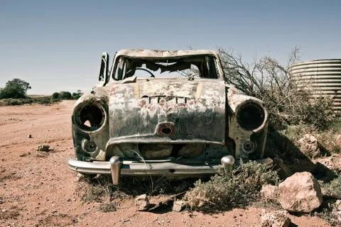 Old car in the desert Stock Photos
