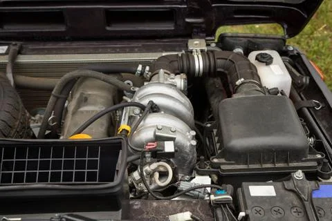 Old Car Engine Bay Stock Photos