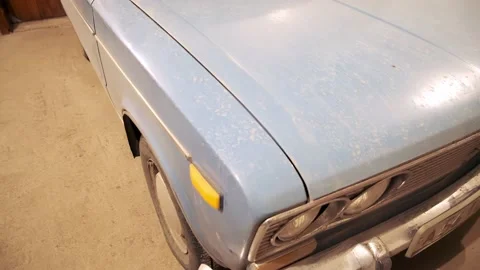 Old car in the garage close-up Stock Footage 163719071