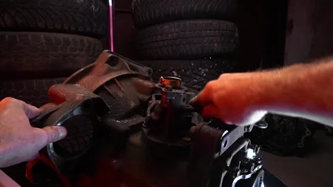 Old car gearbox Stock Footage 281499372