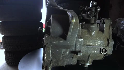 Old car gearbox Video stock 281500444