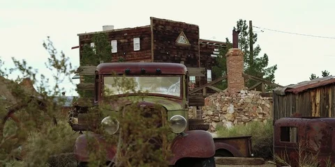 Old Car in Ghost Town Stock Footage 75012170