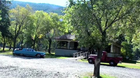 Old Car Outside House Stock Footage 32880389
