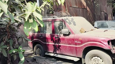Old Car Parking Old Rusty Stock Footage 294230570