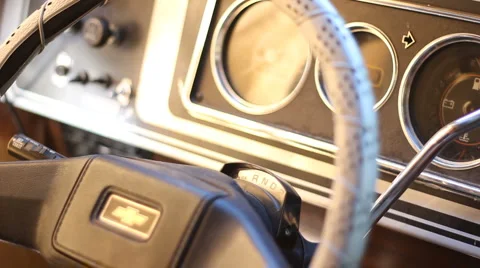 Old Car Steering Wheel Video stock 6752914