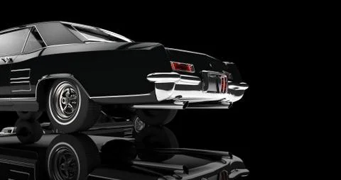 Old Car Tail On Black Background Stock Illustration