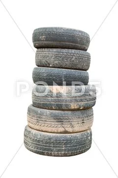 Old car tires isolate Stock Photos