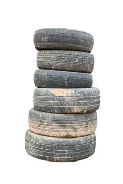 Old car tires isolate Stock Photos