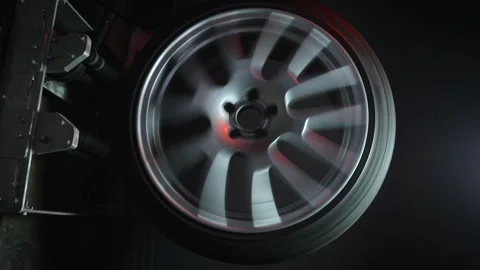 Old car wheels titanium rims long exposure video Stock Footage 305654471