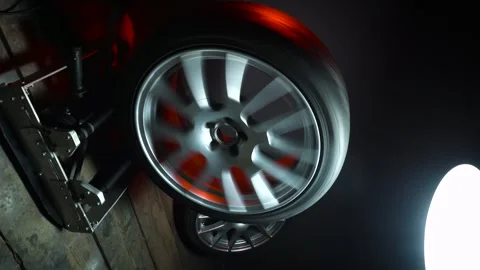 Old car wheels titanium rims long exposure video Stock Footage 305654472