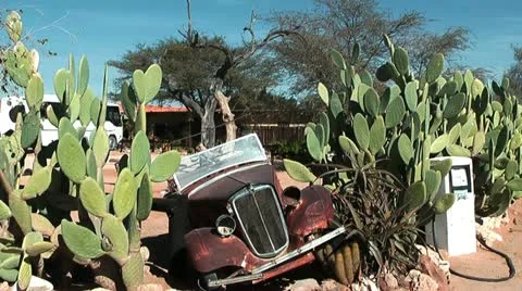 Old car wreck in namibia desert Stock Footage 22099132