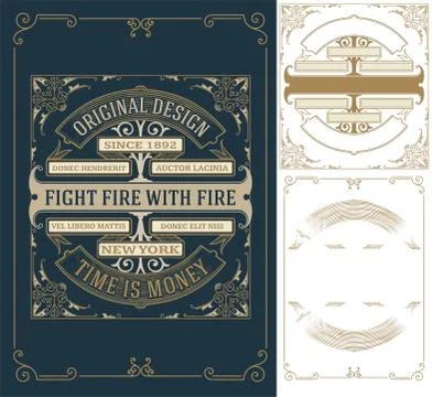 Old card design with elements by layers. Vector Stock Illustration