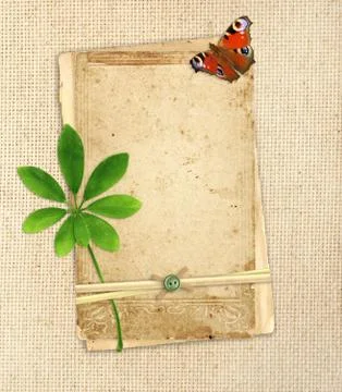 Old cards on canvas Stock Illustration