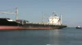 Old Cargo Ship Enters Port HD Footage
