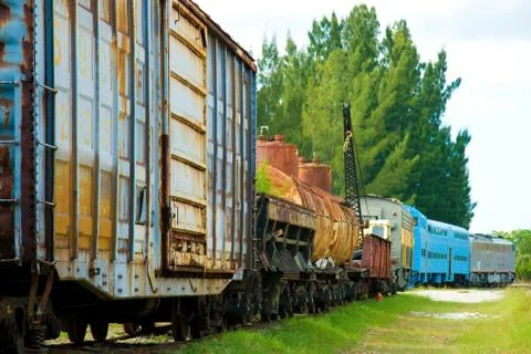 Old cargo train Stock Photos