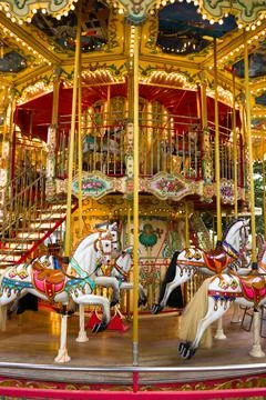 Old carousel with horses 写真素材