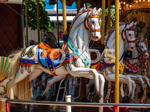 Old carousel in Lignano, Italy Stock Photos