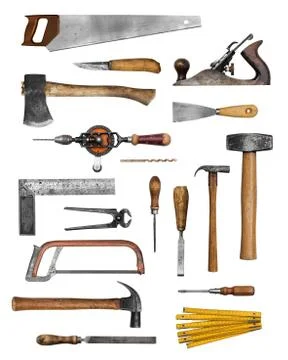 Old carpenter hand tools Stock Photos