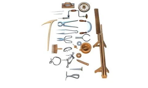 Old carpenter workshop with vintage tools,3d illustration Stock Illustration