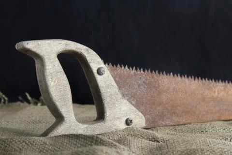 Old carpentry saw close up Stock Photos
