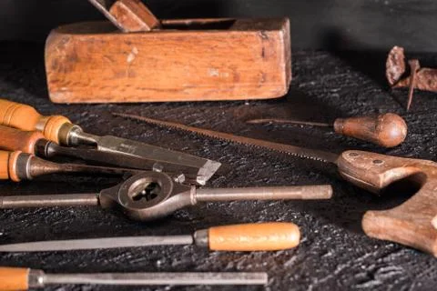 Old carpentry tools Stock Photos