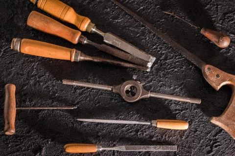 Old carpentry tools Stock Photos