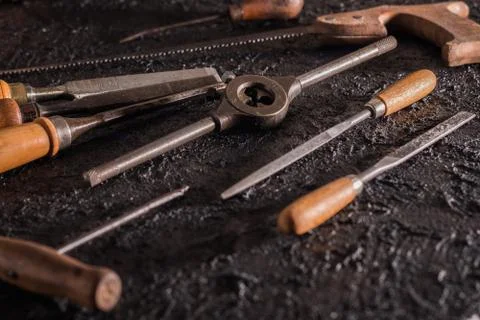 Old carpentry tools Stock Photos
