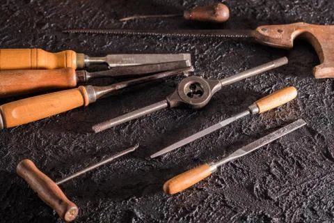 Old carpentry tools Stock Photos