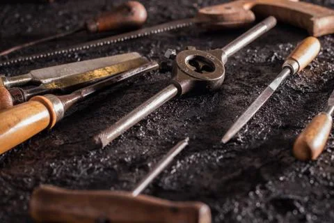 Old carpentry tools Stock Photos