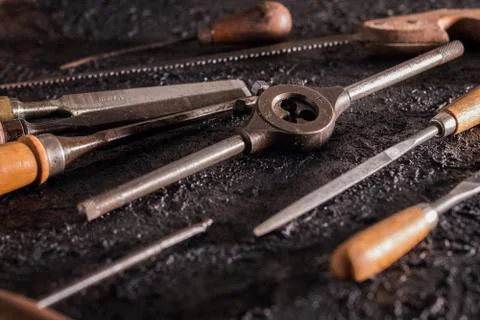 Old carpentry tools Stock Photos