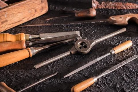 Old carpentry tools Stockfoto's