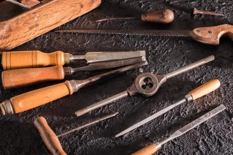 Old carpentry tools Foto stock