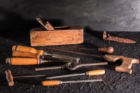 Old carpentry tools Stock Photos