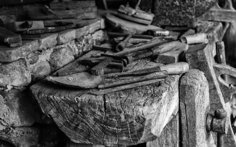 Old carpentry tools Foto stock
