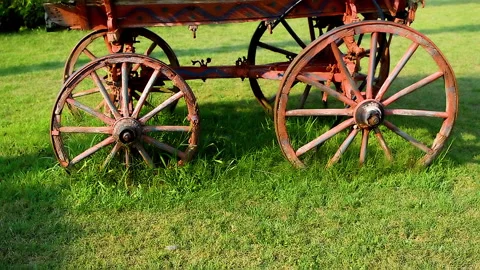 Old carriage refurbished and located in the lawn. Видео 152956808