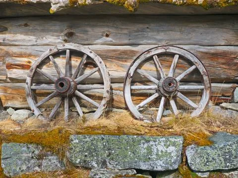 Old cart wheels Stock Photos