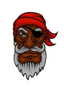 Old cartoon pirate with eye patch Stock Illustration