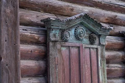 Old carved window frames Stock Photos