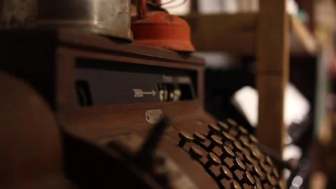Old cash register close up shoot Video stock 133748751