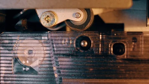 Old cassette recorder in macro mode in vintage stylish color Stock Footage 113328231