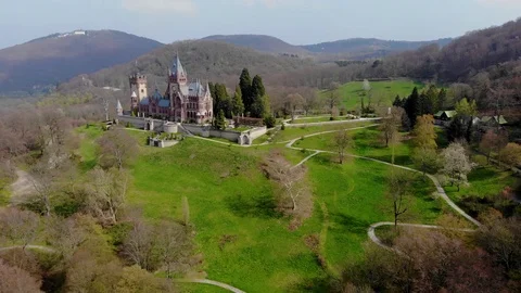 Old castle aerial in early spring Stock Footage 106623222