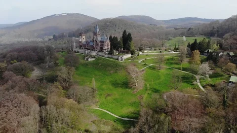 Old castle aerial in early spring Stock Footage 107546550