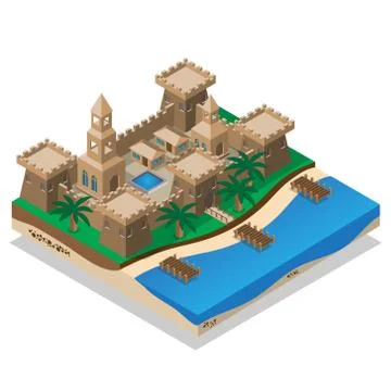 Old castle on the coast. Stock Illustration