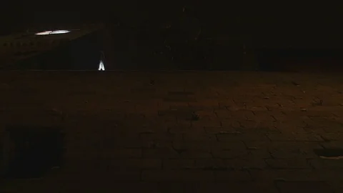 Old castle decorated with neon lights Stock Footage 87086425