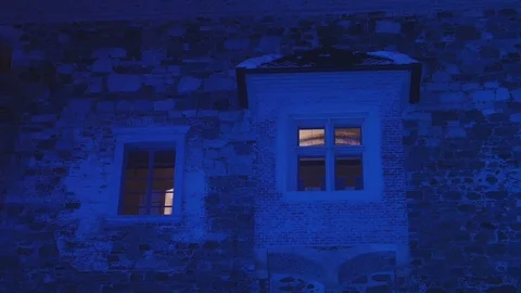 Old castle decorated with neon lights Stock Footage 87086757