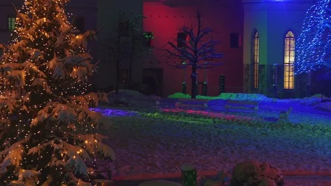 Old castle decorated with neon lights Stock Footage 87087591