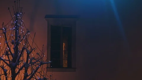 Old castle decorated with neon lights Stock Footage 87088102